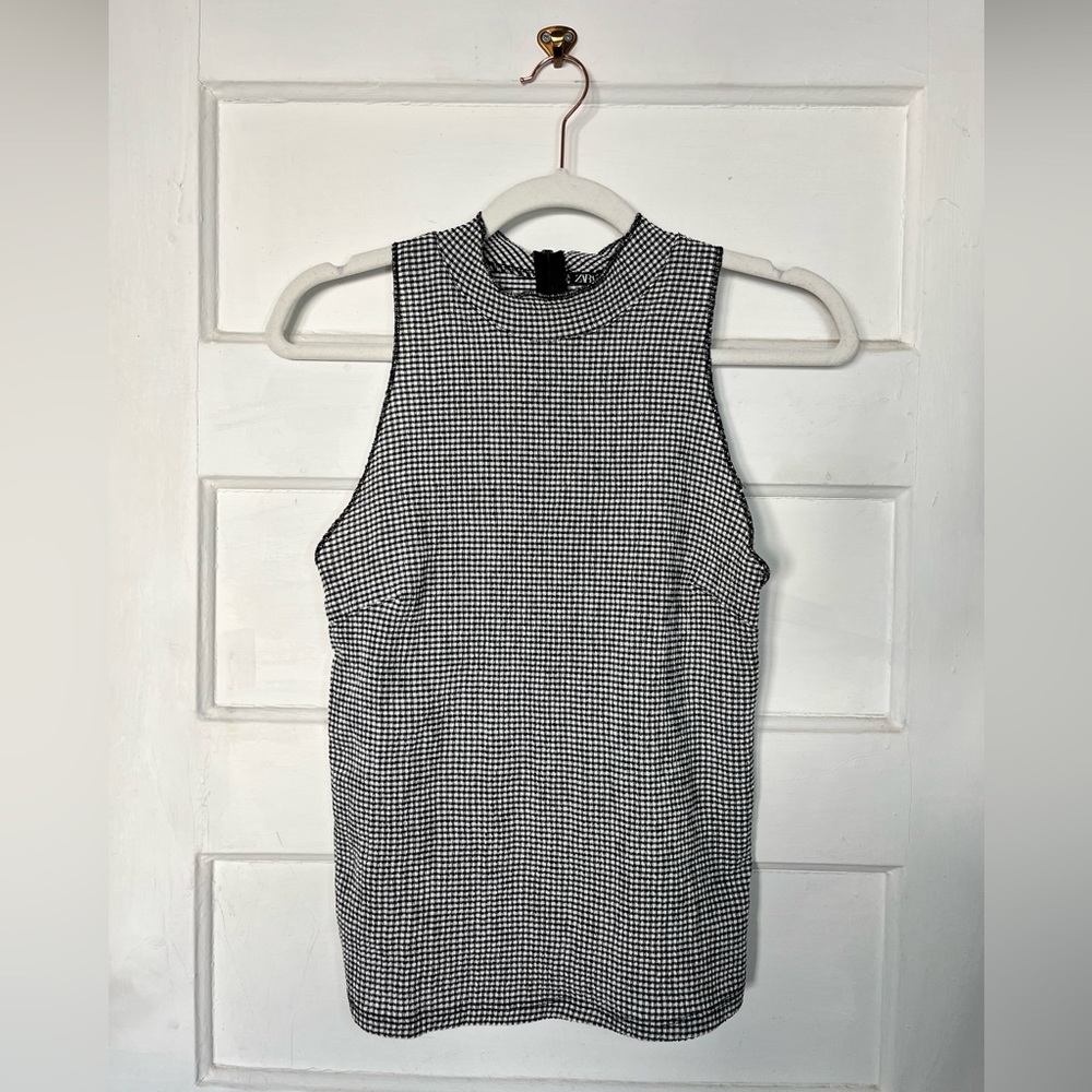 Zara gingham high neck sleeveless top